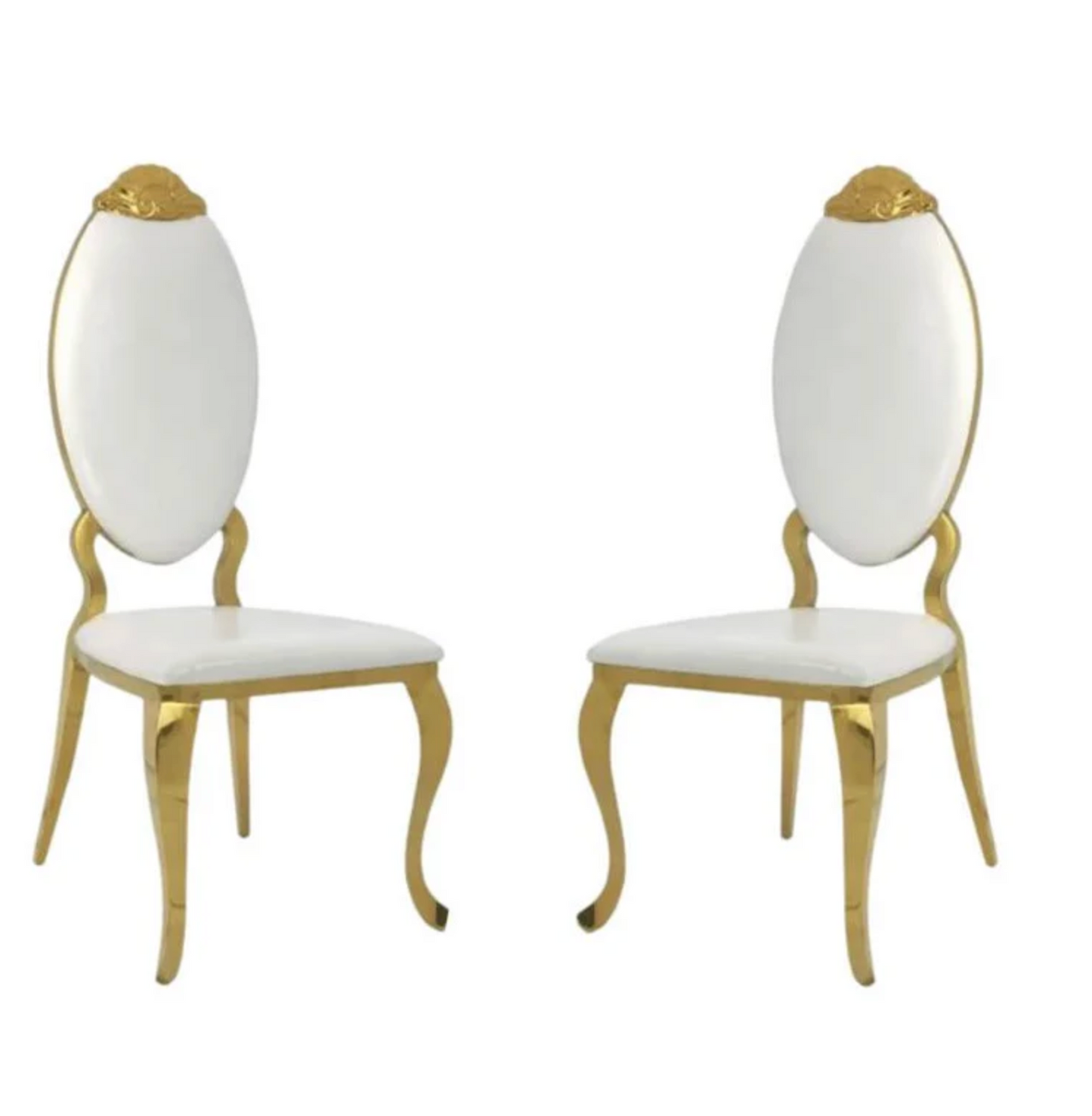 Set Of 2 Stainless Steel Elegant Event Wedding Dining Chairs HTY