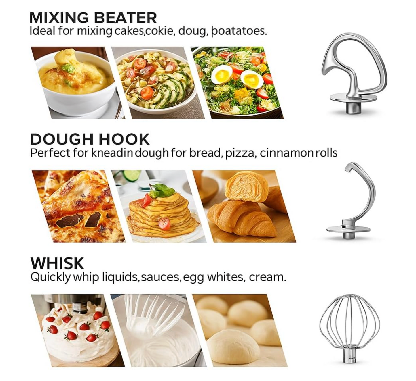 2000W Heavy-Duty Stand Mixer – 6 Speeds, 12L Stainless Steel Bowl, Tilt-Head Design, Ideal for Bread, Cake, Cookies & Large Batch Mixing