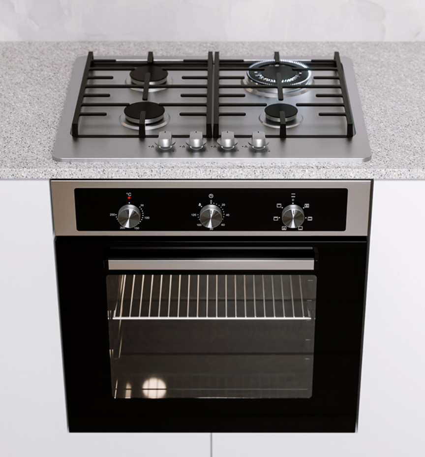 60cm Combi 6 Function Electric Oven Set With 4 Burner Stainless Steel Gas Hob