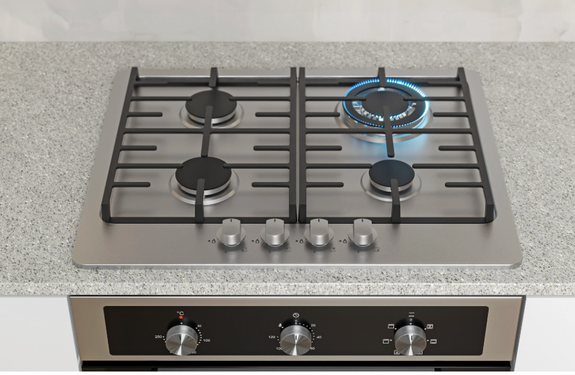 60cm Combi 6 Function Electric Oven Set With 4 Burner Stainless Steel Gas Hob