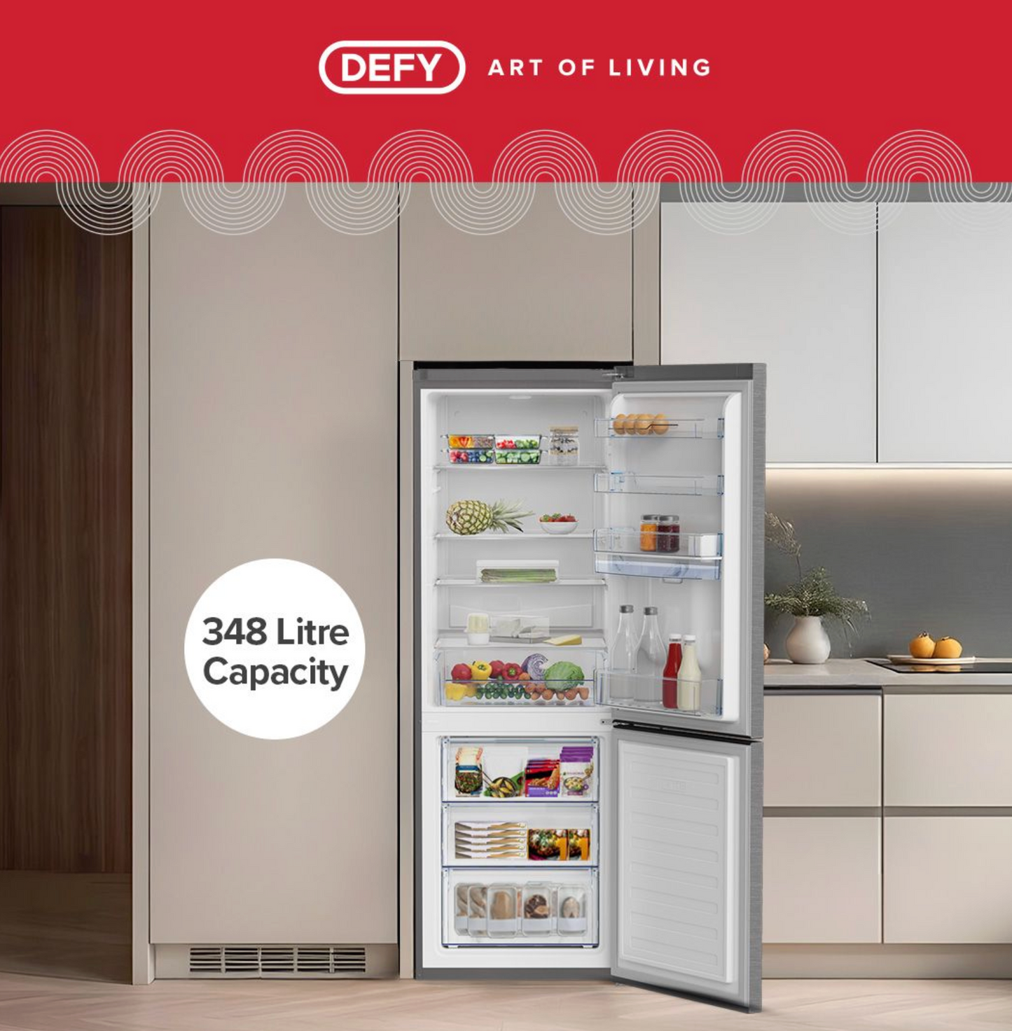 Defy 348L Bottom Mount freezer Fridge with Water Dispenser DAC645
