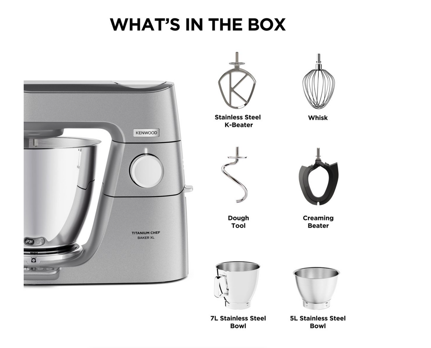Kenwood - Chef Baker Titanium XL Kitchen Machine - KVL85.004SI