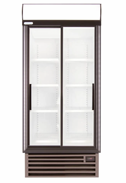 STAYCOLD Small Double Sliding Door Upright Display Fridge