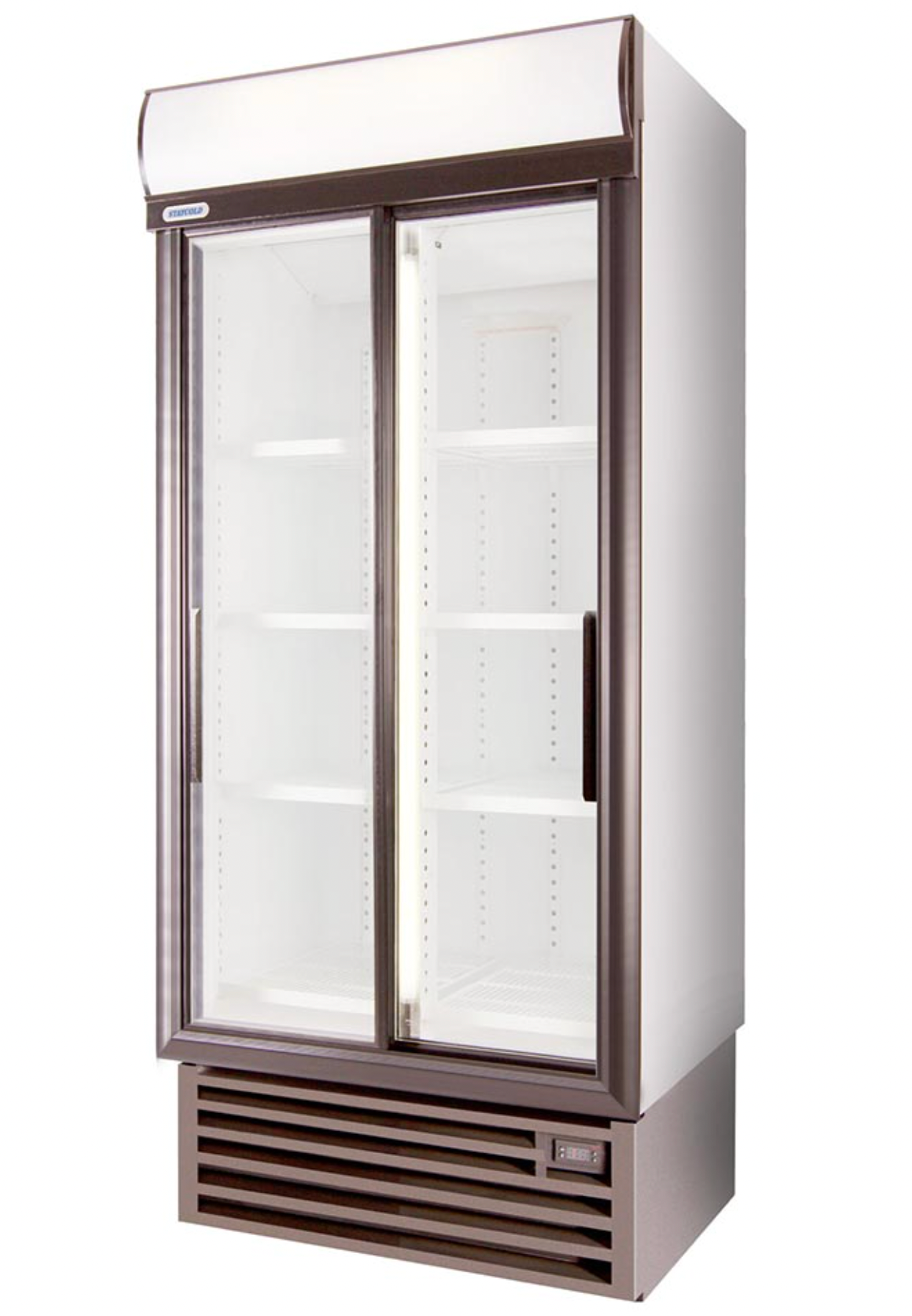 STAYCOLD Small Double Sliding Door Upright Display Fridge