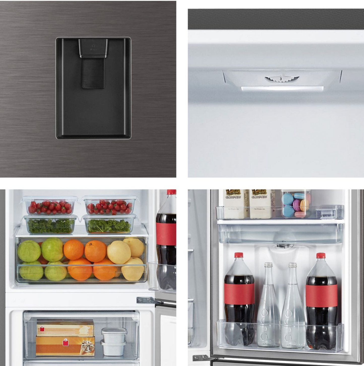 Hisense 263L Bottom Freezer Fridge with Water Dispenser-Titanium Inox
