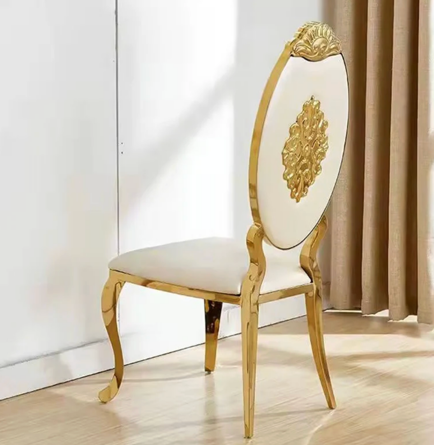 Set Of 2 Stainless Steel Elegant Event Wedding Dining Chairs HTY