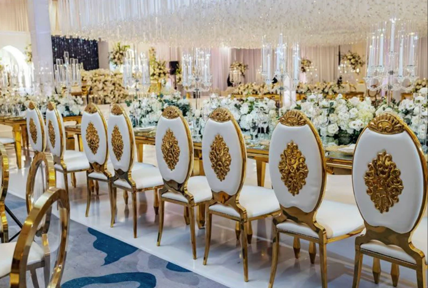 Set Of 2 Stainless Steel Elegant Event Wedding Dining Chairs HTY